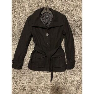 GAP Women XS Jacket Mid Length Belted Button Pockets Mid Length Dark Brown Coat